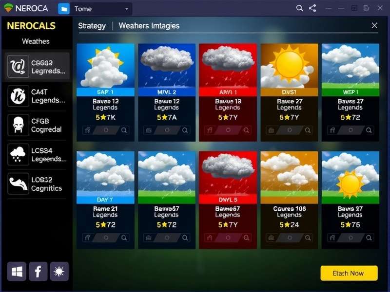 Guide showing different weather conditions and strategies in NEROCA FC Legends